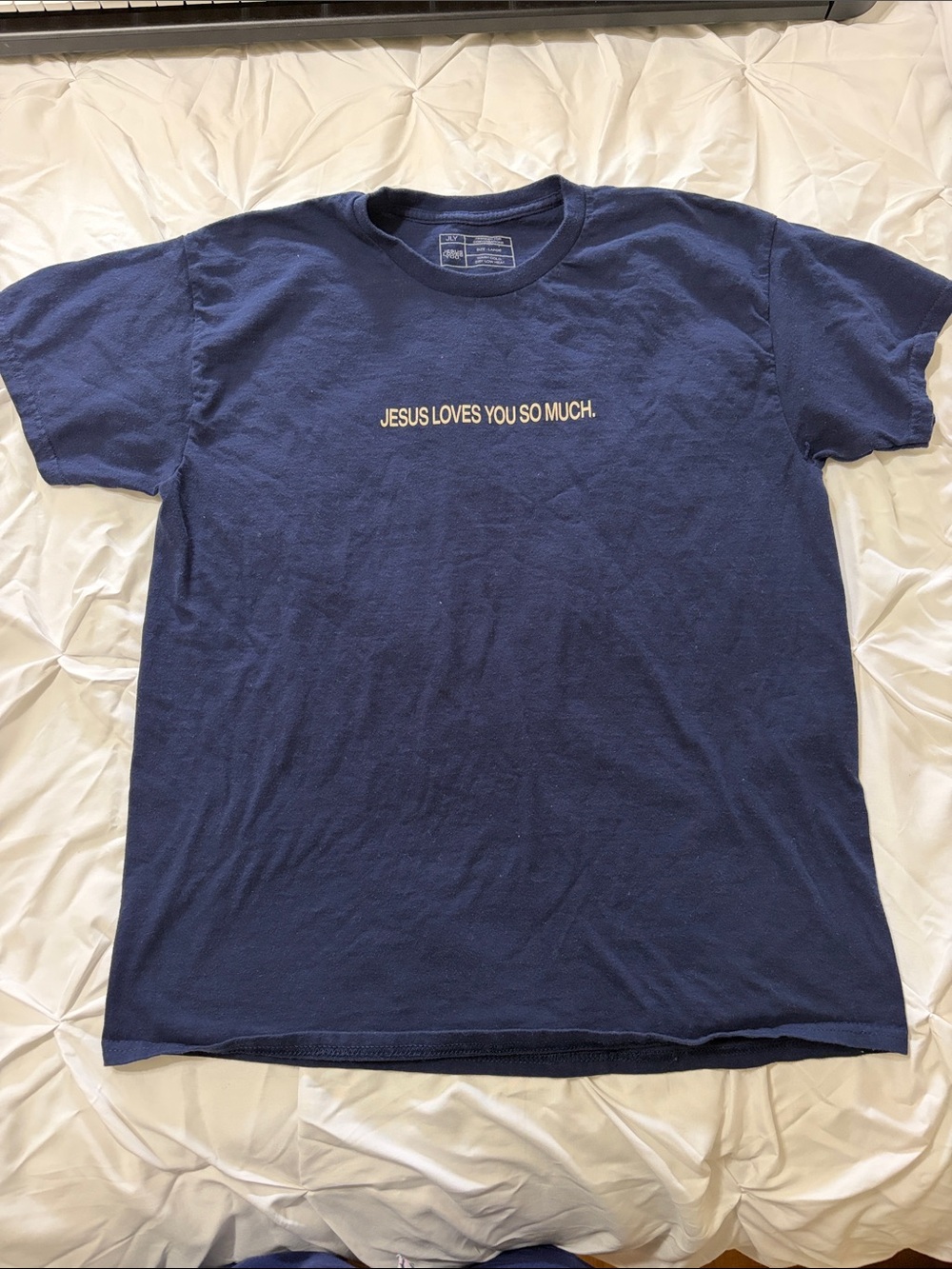 Navy Graphic Size Large "Jesus Loves You So Much" t-shirt